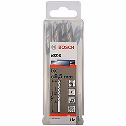 Bosch 2608595073 Din338 HSS-G Metal Drill Bit, 8.5mm x 75mm x 117mm, Silver