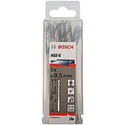 Bosch 2608595073 Din338 HSS-G Metal Drill Bit, 8.5mm x 75mm x 117mm, Silver