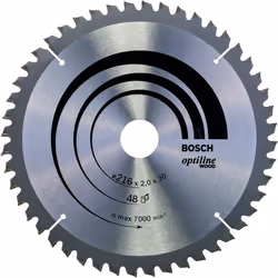 Bosch 2608640432 Optilineline Mitre Circular Saw Blade for Wood, 216mm x 2.0mm x 30mm, 48 Teeth, Silver
