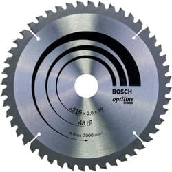 Bosch 2608640432 Optilineline Mitre Circular Saw Blade for Wood, 216mm x 2.0mm x 30mm, 48 Teeth, Silver