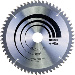 Bosch 2608640433 Optilineline Mitre Circular Saw Blade for Wood, 216mm x 2.0mm x 30mm, 60 Teeth, Silver