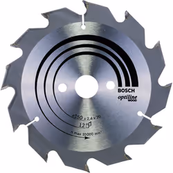 Bosch 2608641169 Optiline Wood Circular Hand Saw Blade, 150mm x 2.4mm x 20mm, 12 Teeth, Silver