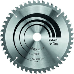 Bosch 2608641202 Optiline Mitre Circular Saw Blade for Wood, 260mm x 3.2mm x 30mm, 48 Teeth, Silver