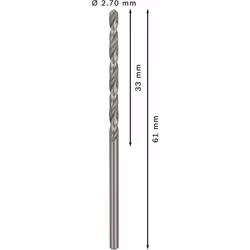 Professional 10x Metal drill bits HSS-G DIN 338 (for metal, Ã 2.7 x 33 x 61 mm, Accessory Drill Driver)