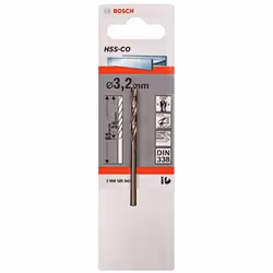 Bosch Professional 2608585843 HSS-Co Metal Drill Bit (stainless steel, 3.2 x 36 x 65 mm, accessory drill driver) , Gold