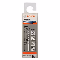 Bosch Professional 10pc. HSS-Co Metal Drill Bit (stainless steel, 3.3 x 36 x 65 mm, accessory drill driver)