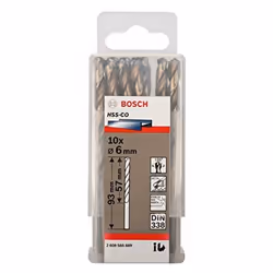 Bosch Professional 10pc. HSS-Co Metal Drill Bit (stainless steel, 6 x 57 x 93 mm, accessory drill driver)