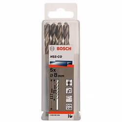 Bosch Professional 5pc. HSS-Co Metal Drill Bit (stainless steel, 8 x 75 x 117 mm, accessory drill driver)
