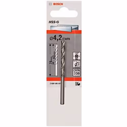 Bosch 2608585918 Din338 HSS-G Metal Drill Bit, 4.2mm x 43mm x 75mm, Silver