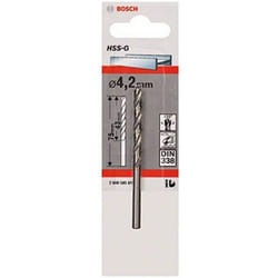 Bosch 2608585918 Din338 HSS-G Metal Drill Bit, 4.2mm x 43mm x 75mm, Silver