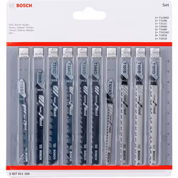Bosch Professional 2607011169 10tlg. Stichsägenblätter Holz, Zubehör für Stichsägen mit T-Schaft Aufnahme 10-Piece Blade ...