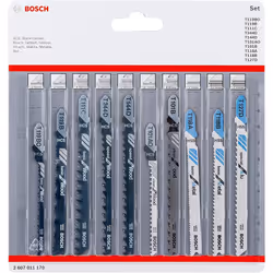 Bosch Professional 2607011170 10 piece jigsaw blade set (for wood and metal, accessories for jigsaw with T-shank holder), 0.5 ...