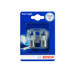 Bosch 1987301017, Car Light Bulb, P21W Pure Light, Brake Light, Turn Signal, Taillight, Licence Plate Light