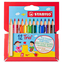 Triangular Colouring Pencil - STABILO Trio thick short - Pack of 12 - Assorted Colours