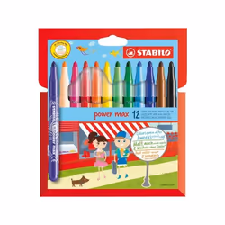 STABILO Power Max, Bold, 12 colours, Multicolour, Bullet tip, 3 mm, Multicolour