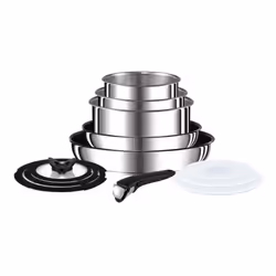 Tefal L9409042, Stainless steel, Black, Ergonomic, Ceramic, Gas, Induction
