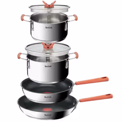 Tefal Opti'Space G720S6, Mixed set, Stainless steel, Stainless steel, Titanium, Brown, Glass
