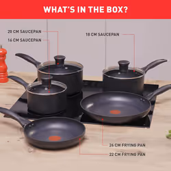 Tefal Induction Non-Stick Cookware Set, 5 Pcs - Black (G155S544)
