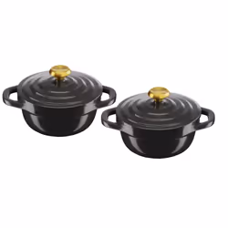 Air Mini Stew Pot Set of 2, 11cm Non Stick Cast Aluminium (Lighter Than Cast Iron) with Lid Grey E255S204
