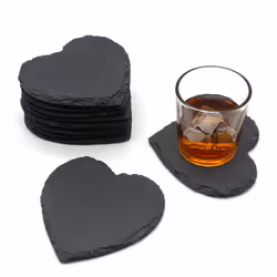 Slate Heart Coasters Tea Coffee Table Mat 11cm - 4pcs