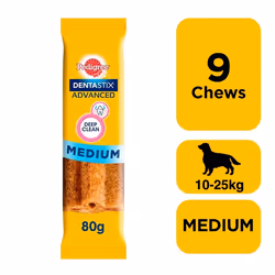 9 Pedigree Dentastix Advanced Medium Dog Dental Dog Treats Chews (9x80g)