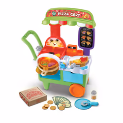 LeapFrog Build-a-Slice Pizza Cart, Pretend Food Toddler Toy, 30+ Play Pieces, Phrases, Music & Songs, Learn Numbers, Colours & Shapes, Role-Play Gift