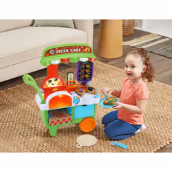 LeapFrog Build-a-Slice Pizza Cart, Pretend Food Toddler Toy, 30+ Play Pieces, Phrases, Music & Songs, Learn Numbers, Colours & Shapes, Role-Play Gift