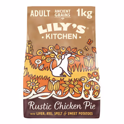 Lily's Kitchen Made with Natural Ingredients Adult Dry Dog Food Chicken Pie with Ancient Grains 1kg bag pack of 4