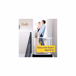 Safety 1st SecureTech Flat Step Practical Safety Metal Gate with Thin Step Over Bar, Ideal for Kids and Pets, 73 to 80 cm, White