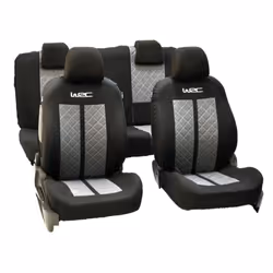 Seat cover; WRC; black, silver Patterned Polyester Front and Rear