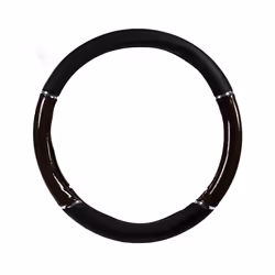 Steering wheel cover; Carlinea; black, brown 37-38 wood effect
