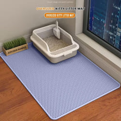 2025 Cat Litter Mat Double Layer Waterproof Urine Proof Trapping Mat Easy To Clean Non-Slip Toilet Pad Cat Scratch Pad Large Foot Pad - blue, 60*45cm