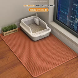 2025 Cat Litter Mat Double Layer Waterproof Urine Proof Trapping Mat Easy To Clean Non-Slip Toilet Pad Cat Scratch Pad Large Foot Pad - brown, 50*40cm