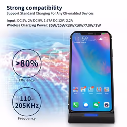 30W Qi Wireless Charger Stand For iPhone 13 12 11 Pro Max XR Samsung S20 Phone Charger Fast Charging Dock Station Phone Holde ...