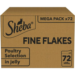 SHEBA - Adult Wet Cat Food Pouches - 72 x 85 g - Poultry - Bulk Cat Food Megapack - 72 Jelly Pouches
