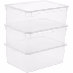 Sundis Rotho 3368094094 - Storage Box with lid, Transparent Color, Pack of 3