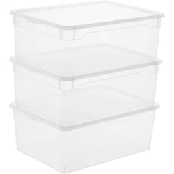 Sundis Rotho 3368094094 - Storage Box with lid, Transparent Color, Pack of 3