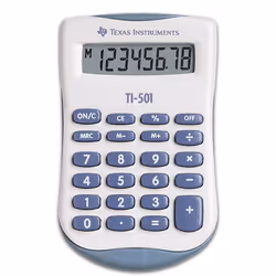 Texas Instruments TI-501, Pocket, Basic, 8 digits, Battery, Blue, White