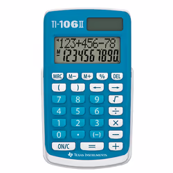 Texas Instruments TI-106 II, Desktop, Basic, 28 digits, 2 lines, Battery/Solar, Turquoise, White