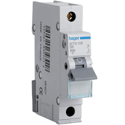 HAGER MTN106 MCB SP Type B 6A 6kA