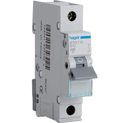 HAGER MTN110 MCB SP Type B 10A 6kA