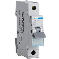 HAGER MTN120 MCB SP Type B 20A 6kA