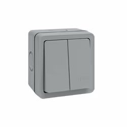 Hager WXPPS22 Weatherproof Light Switch IP66 2 Gang 2 Way 10 Amp