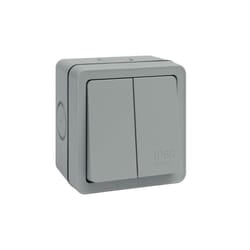 Hager WXPPS22 Weatherproof Light Switch IP66 2 Gang 2 Way 10 Amp
