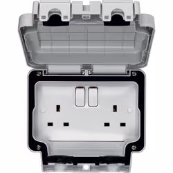 Hager WXPSS82 Weatherproof Switch Socket IP66 13 Amp - 2 Gang