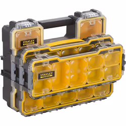 STANLEY FATMAX Pro 1/3 Shallow Stackable Storage Organiser for Small Parts, Removable Compartments, FMST1-75781
