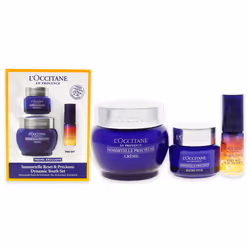Immortelle Reset and Precious Dynamic Youth Set by LOccitane for Unisex - 3 Pc 0.16oz Overnight Reset Oil-In-Serum, 0.5oz Pre ...