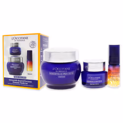 Immortelle Reset and Precious Dynamic Youth Set by LOccitane for Unisex - 3 Pc 0.16oz Overnight Reset Oil-In-Serum, 0.5oz Precious Eye Balm, 1.7oz Pre
