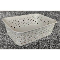 A6 Cream Rattan Effect Storage Basket Tray Small Desk Tidy Office