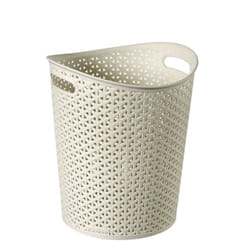 Cream Rattan Waste Paper Bin Curver Plastic Vintage Style Basket 13L